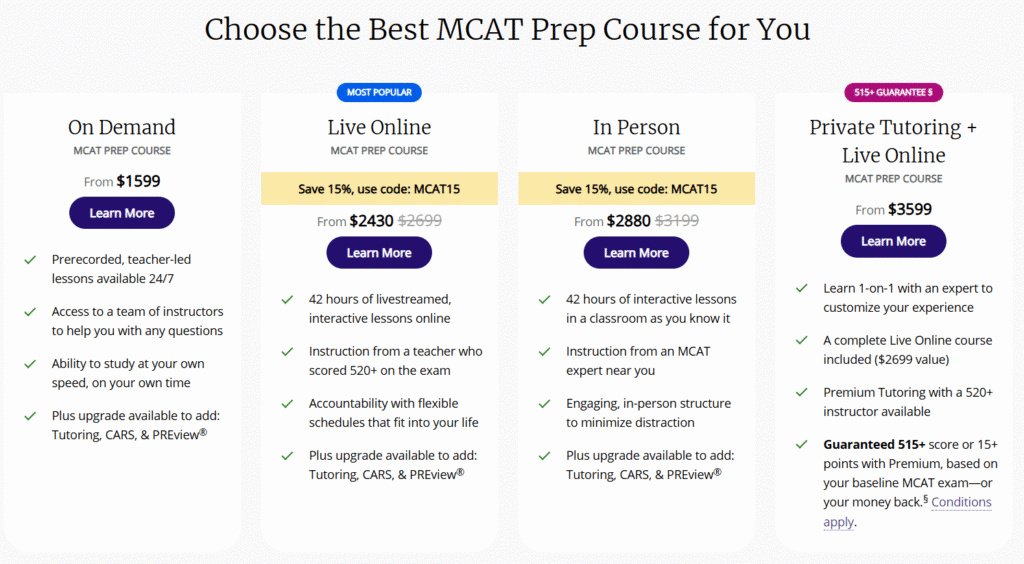 Kaplan’s MCAT courses