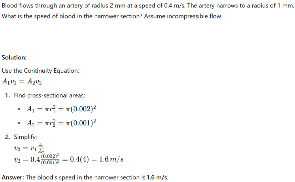 Question 2: Fluids – Bernoulli’s Equation