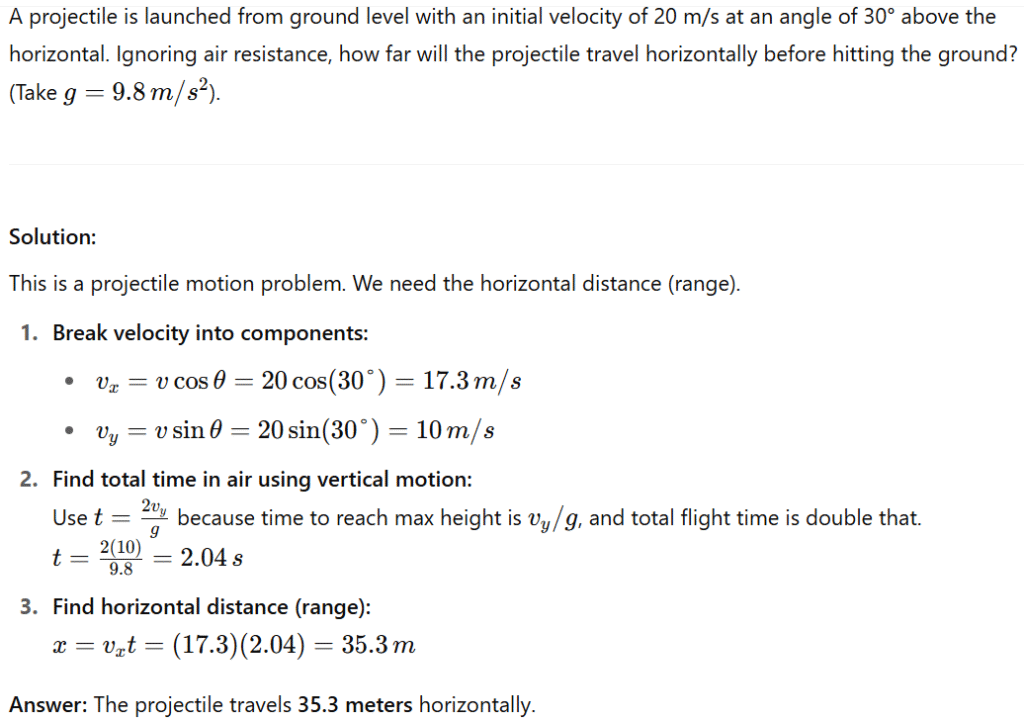 Question 1: Mechanics – Kinematics