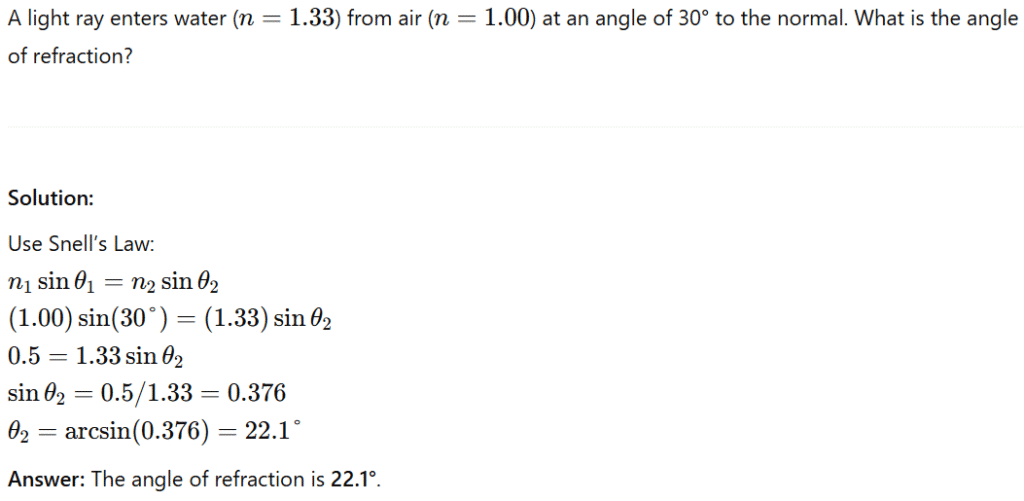 Question 5: Waves – Snell’s Law